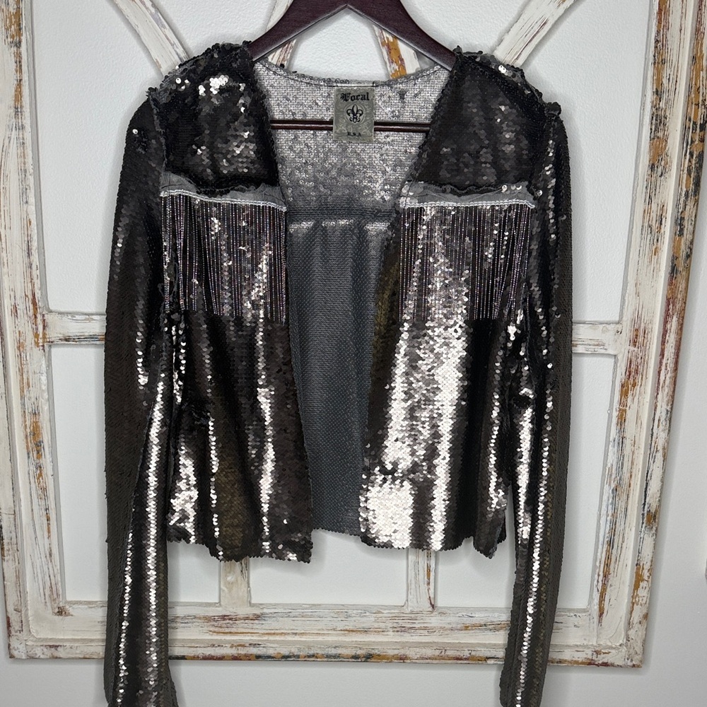Vocal Black and Silver Sequin Blouse